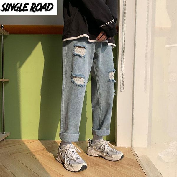 

men's jeans singleroad mens men 2021 oversized wide leg korean ripped denim pant harajuku japanese streetwear blue baggy for