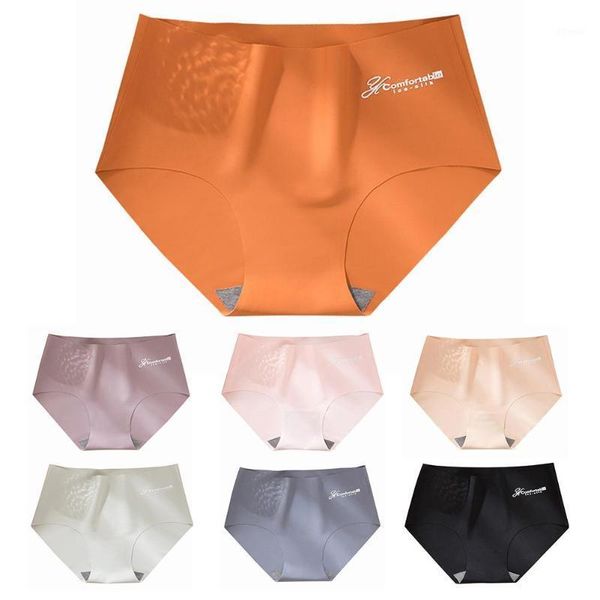 

women's panties soft ice silk seamless briefs women letter print solid color underwear ropa interior femenina1, Black;pink
