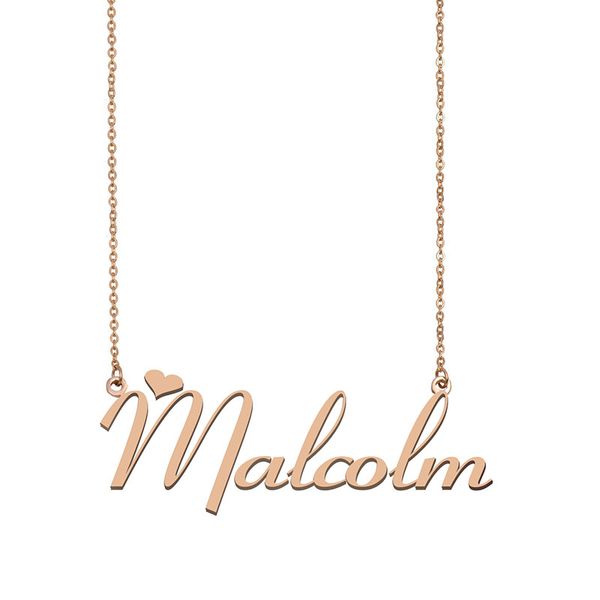 

malcolm name necklace pendant custom personalized for women girls children friends mothers gifts 18k gold plated stainless steel, Silver