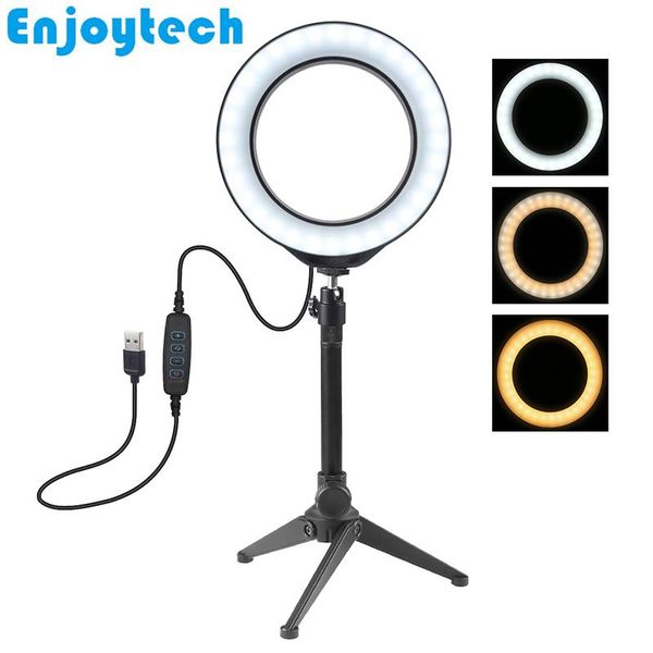 

tripods deskmounts holder stands mini tripod with 16cm led ring flash for make-up live video bloggers