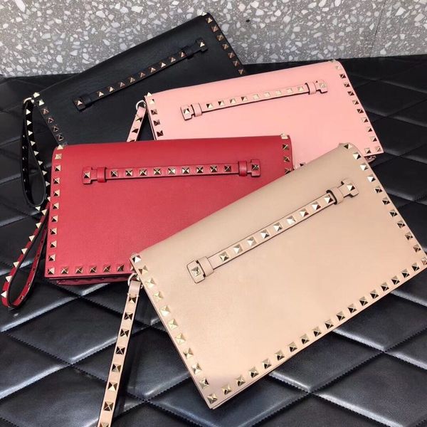 

new fashion handbag chain bags lady bag date bag gold rivet valentines rivet rockstuds small envelope nude pink silver red wine white colors