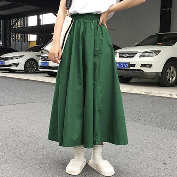 

vintage solid long skirts 2020 women casual pleated skirts zanzea autumn elastic waist maxi vestdio jupe femlae robe faldas saia1, Black