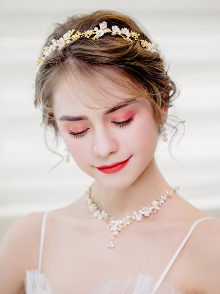 

three pieces of bridal crown headdress 2020 new korean band dress accessories wedding gold handmade hair ornaments, Silver