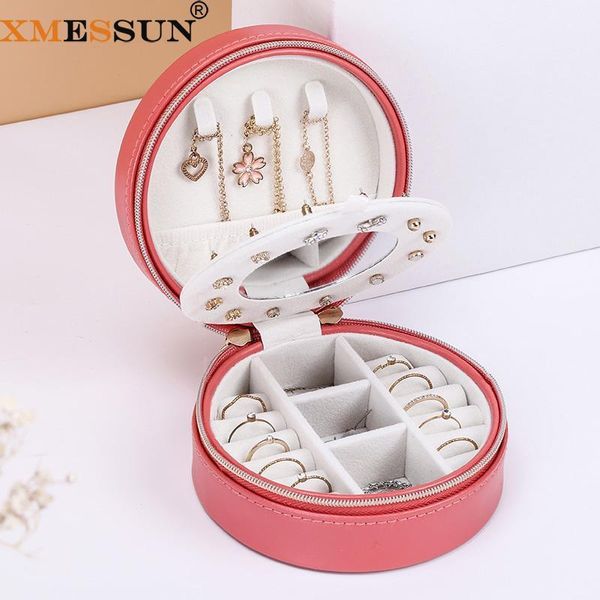 

xmessun fashion girl earrings plate jewelry box protable leather earrings ring multi-function jewelry storage bracelet stud box1