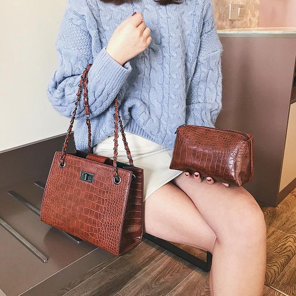 

sgarr women pu leather chain crossbody bag fashion ladies handbags shoulder bag new crocodile female messenger bags