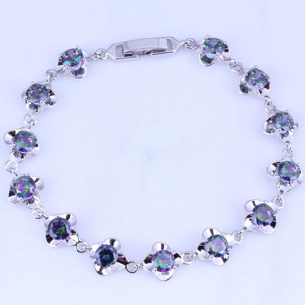 

love monologue charm mystic crystal flower silver color link bracelets chain length 20cm b0070 jewelry bag, Black