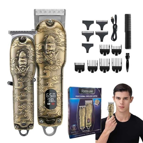 

professional hair clipper set barber cutting machine electric trimmer for men 2 clippers embossed cutter 220119