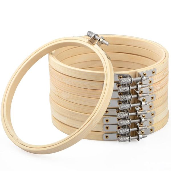 

5pcs 18cm adjustable wooden embroidery hoops set bulk round bamboo hoops for art craft diy painting ps frame hanger