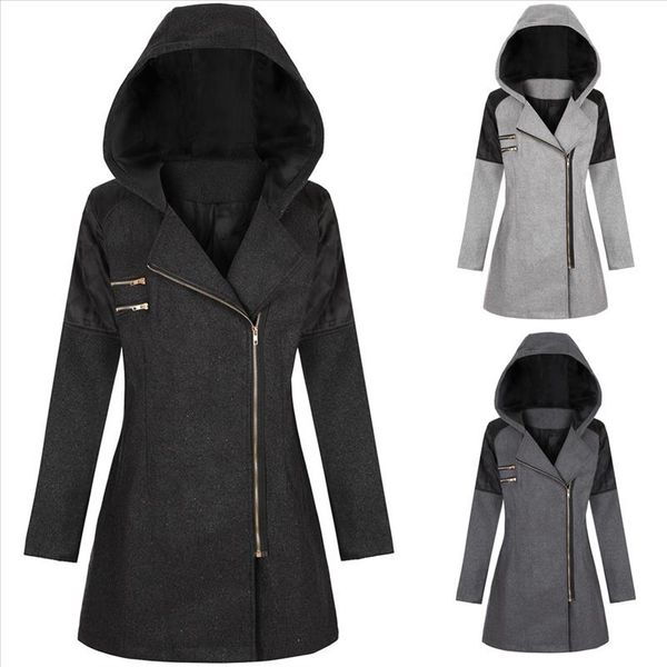 

womens winter warm outwear floral print hooded pockets vintage oversize coats winter coat women drop shipping, Black