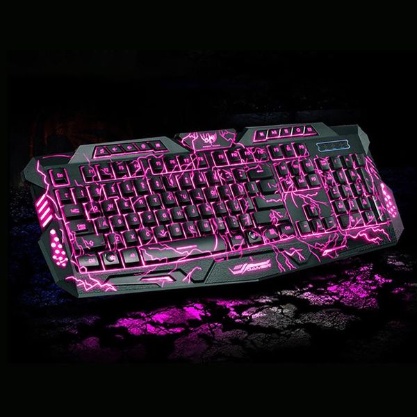 

keyboards est m200 mechanical 3 colors usb illuminated led backlit backlight gaming crack keyboard blue red purple switch