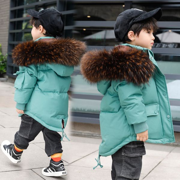 

children's down jacket men's small and medium-sized children's new women's long korean thickened boy's coat lj20101, Blue;gray