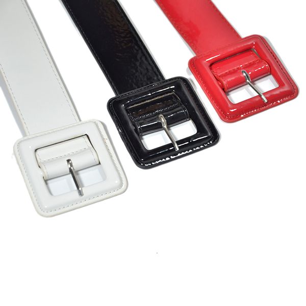 

new arrivals fashion lady wide white belt square pin buckle solid pu leather strap belts belt women dress accessory ing, Black;brown
