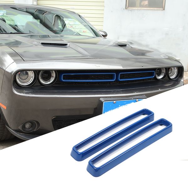 

blue car front mesh gril front grilles decoration ring for dodge challenger 2015 up car styling car interior accessories