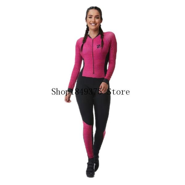 

racing sets 2021 pro team triathlon suit women's long sleeve pants cycling jersey skinsuit jumpsuit maillot ropa ciclismo set, Black;blue