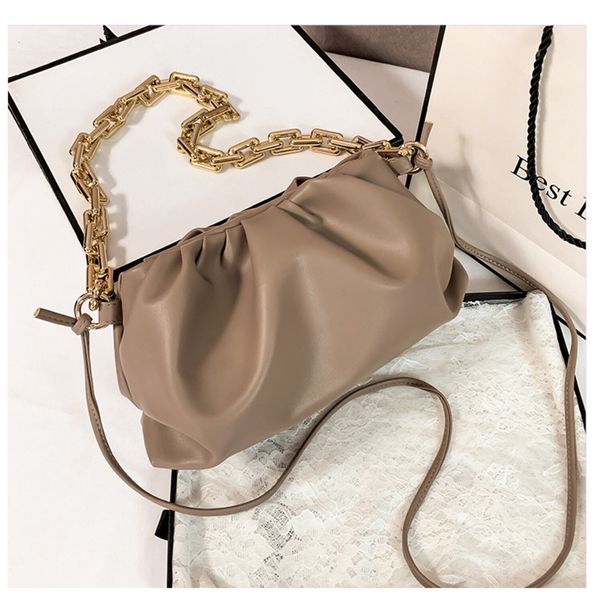 

women luxury designer cloud clutch bag 2020 new trendy fashion ladies thick chain shoulder bag soft pu women handbag tote c1223