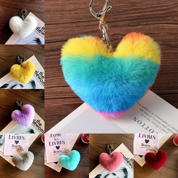 

shaped heart cute large decoration 8cm backpack girl women plush key chain ring pendant