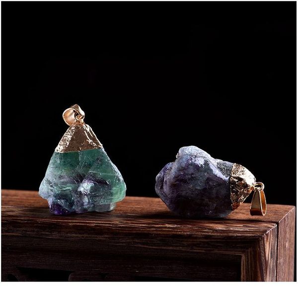 

1pc natural colorful fluorite pendant crystal mineral jewelry chakra healing necklace fashion simple diy fashion gift qyldml, Black