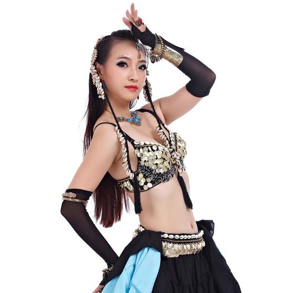 

tribal bellydance costume bra belt american tribal style belly dancing outfits dance costume for women, Black;red