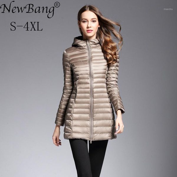 

newbang women's down jacket ultra light down jacket women long hooded lightweight slim coat female windbreakers1, Black
