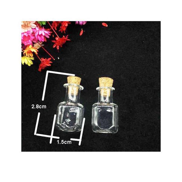 

50sets/lot mini empty small cute glass bottle square shape vial cork ser jar with corked container mini diy e bbyzmw, Black