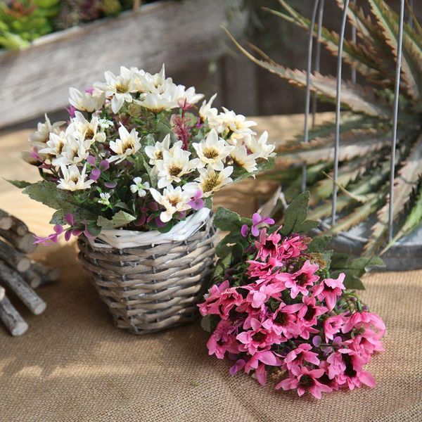 

decorative flowers & wreaths 2pcs artificial 25 head aster with star rose bud hand bouquet wedding home furnishing flower wall decoration