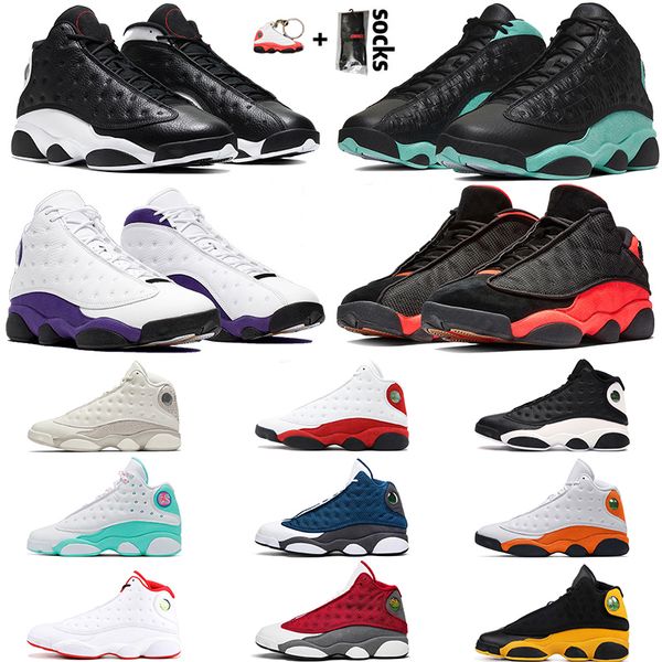 

sell 13 13s mens basketball shoes jumpman island green bred count purple pink black cat flint dmp womens trainers sneakers 36-47, White;red