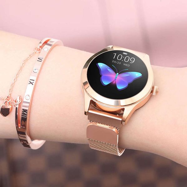 

kw10 women's smart watch bracelet round screen stainls