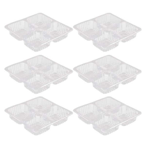 

50pcs 4 cavities mooncake containers square cookies tray transparent packaging box