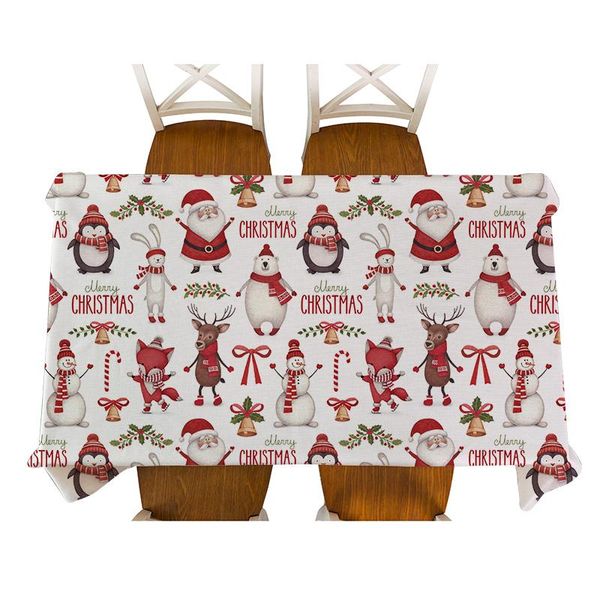 

christmas decorative table cloth cartoon santa penguin elk tablecloth square rectangle dining table cover for decor