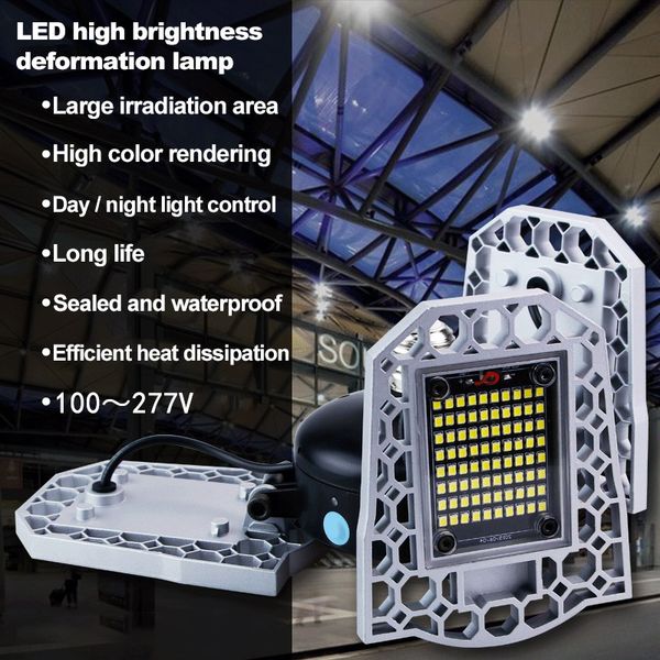 

wholesale 60/80/100w led deformable garage workshop light waterproof ip65 lighting ceiling light industrial lamp for warehouse e26/e27