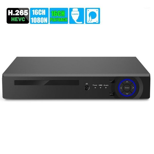 

dvr 16ch h.265 cctv recorder for cvbs ahd analog camera ip camera onvif p2p 1080p video surveillance dvr recorder registrar1, Black;white
