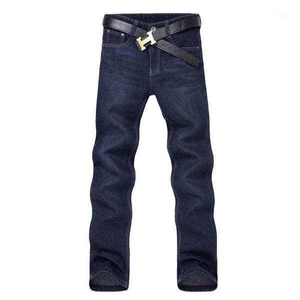 

new classic men casual mid-rise straight denim jeans long pants comfortable trousers1, Blue