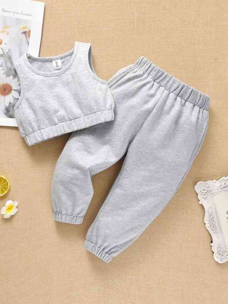 

baby girl solid tank & sweatpants she, Blue