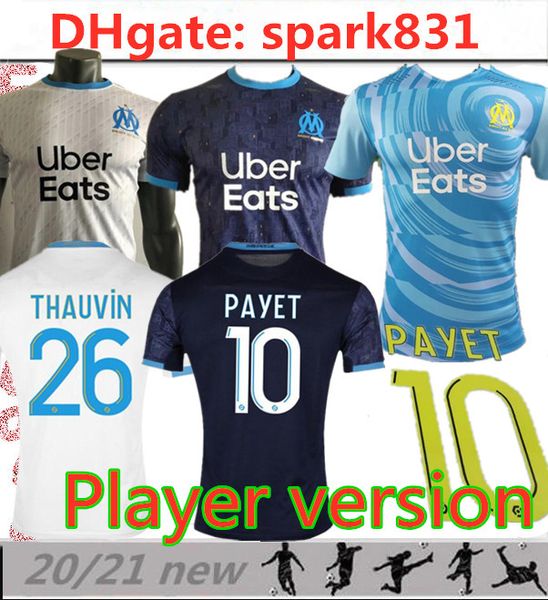 

player version 20 21 olympique de marseille soccer jersey 2021 payet thauvin benedetto gustavo marseille player shirt, Black;yellow