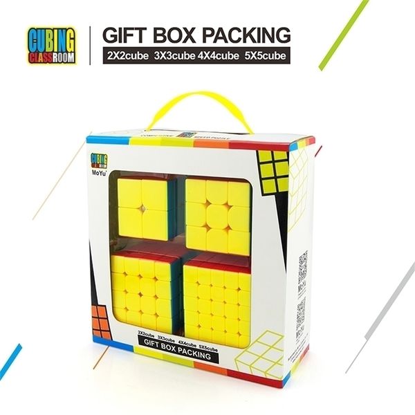 

4pcs/set speed cube bundle moyu mofangjiaoshi 2x2 3x3 4x4 5x5 meilong stickerless magic cube set educational toys for children y200428