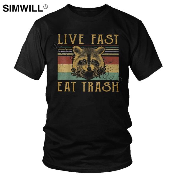 

men's funny live fast eat trash vintage raccoon short sleeve panda tee trend graphic apparel sport hooded sweatshirt hoodie men t shir