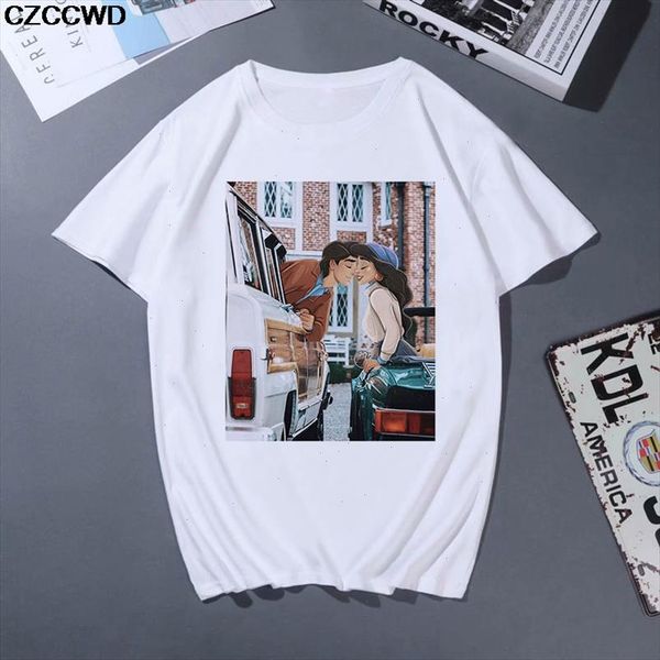 

czccwd poleras mujer de moda 2021 white t shirt harajuku fashion prince princess tshirt women leisure fashion female t shirt top