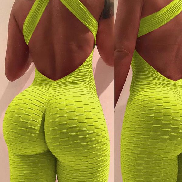 

streetwear jumpsuit women backless sports wear halter cross sleeveless overalls skinny hip lifting rompers mujer costume, Black;white