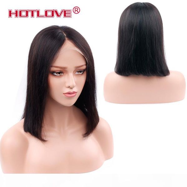 

silk straight short lace front human hair wigs brazilian virgin remy hair bob wig with baby hair pre plucked hairline bleached knots ove, Black;brown