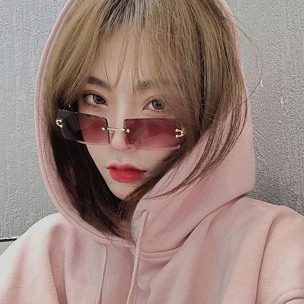 

sunglasses 2021 rimless square small face sunglasses. street po frame glasses. women's anti ultraviolet, White;black