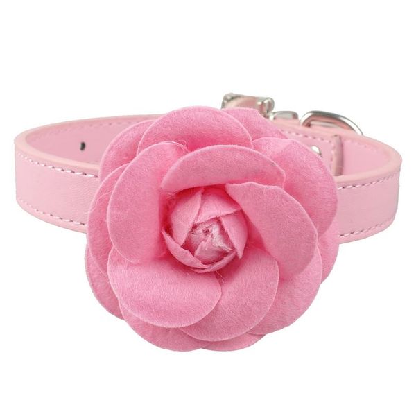

adjustable puppy dog collar pu leather kitten cat collars flower necklace pet accessories for small medium dogs chihua wmtvph