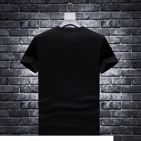 

fashion brand 2020 new men's all-match large size diamond short sleeve t-shirt bright diamond slim all-match handsome t-shirt, White;black