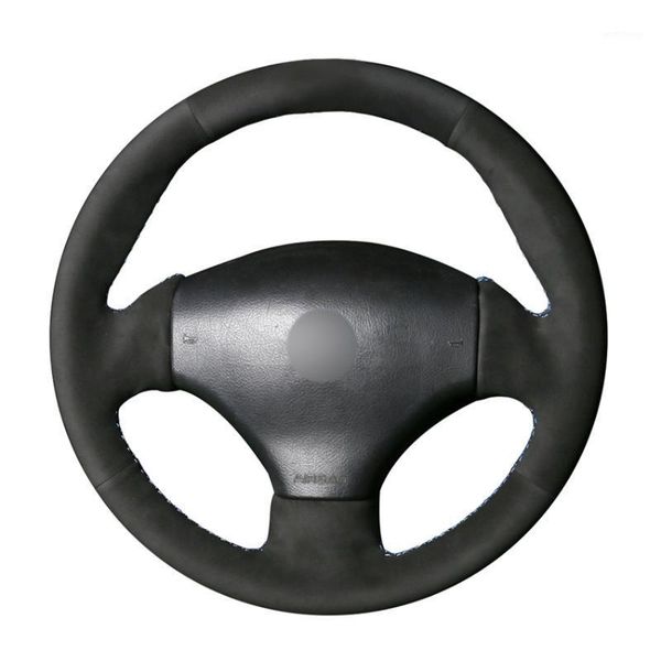 

hand sew black suede car steering wheel cover for 206 1998-2005 206 sw 2003-20051