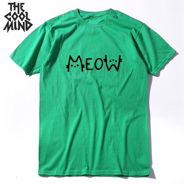 

coolmind 100 хлопка с коротким рукавом прохладный cat печать men t shirt повседневная сыпучие мужчины tshirt o шеи t рубашки мужские футболк