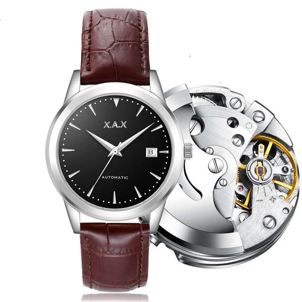 

watch men's mechanical, Slivery;brown