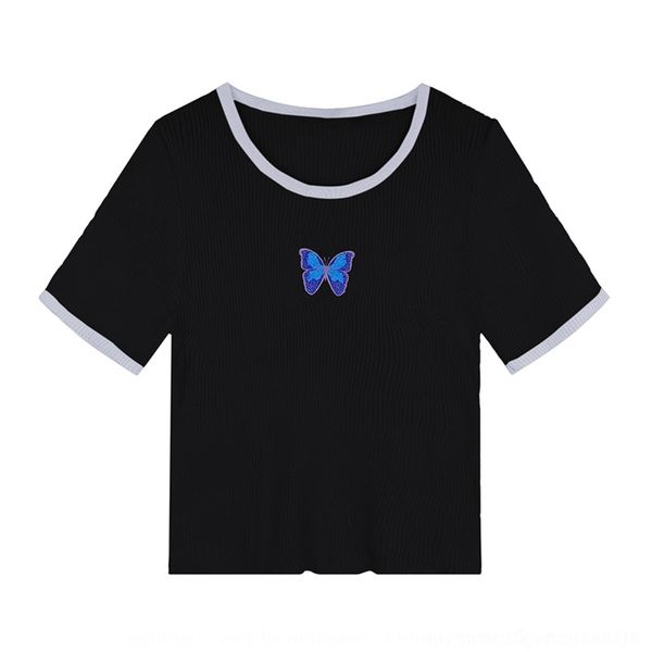 

liwhw fashion new summer short slim slim butterfly embroidery short casual korean embroidered butterflybutterfly butterflysleeve t-shirt 202, White