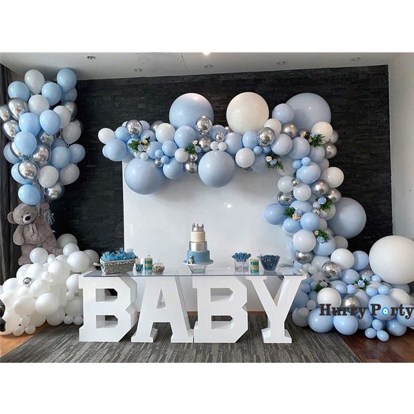 

350pcs/set baby 1st happy birtyday decoration balloon inflator pump silver macaron blue balloons backdrop baby shower supplies 1027