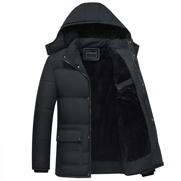 

men winter down jackets warm coats hooded casual winter coats good quality men thicker warm winer jackets and size 5xl, Black
