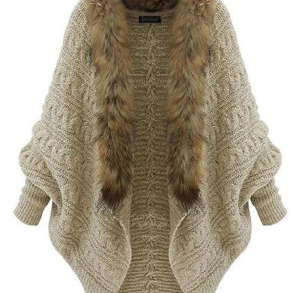 

2021 new spring and in autumn new size big knitted dress cardigan cape xale bat goatee female coat h00275 2fqs, White;black