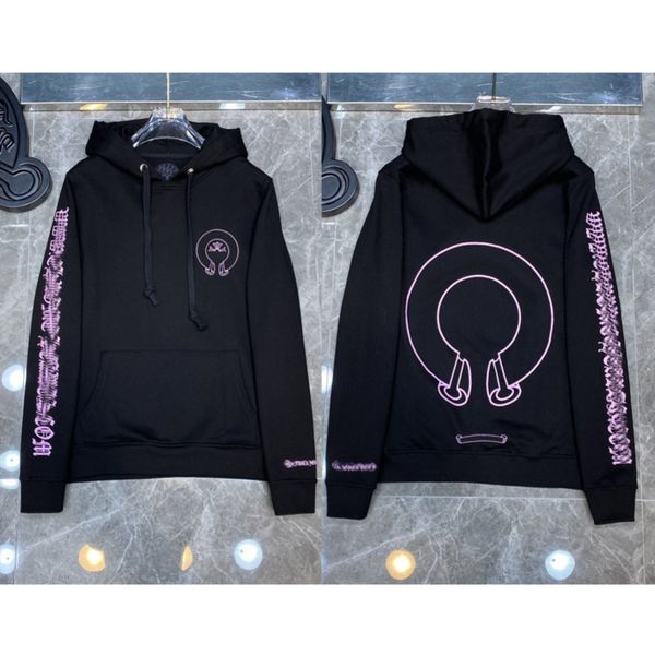 

quality classic hoodie autumn winter ch luxury fashion sweatshirts designer mens zipper sweater horseshoe phantom cross print hooded woman, Black